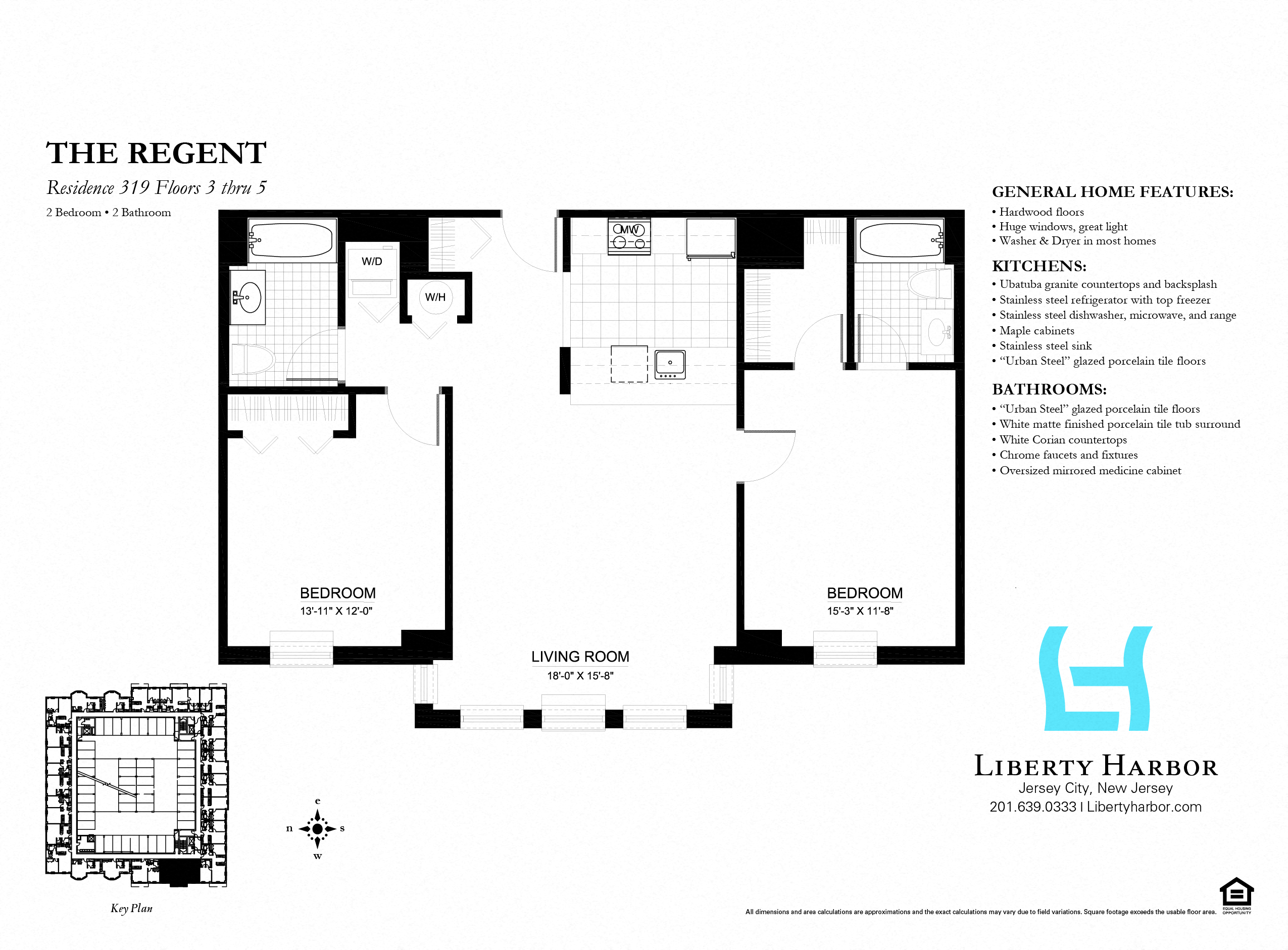 Floor plan for 2 beds, 2 baths, 1081 sqft